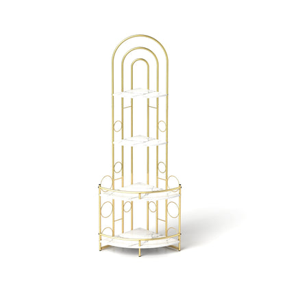 Gold 4-Tier Corner Bookshelf, Modern Style, Plant Stand with Metal Frame eprolo