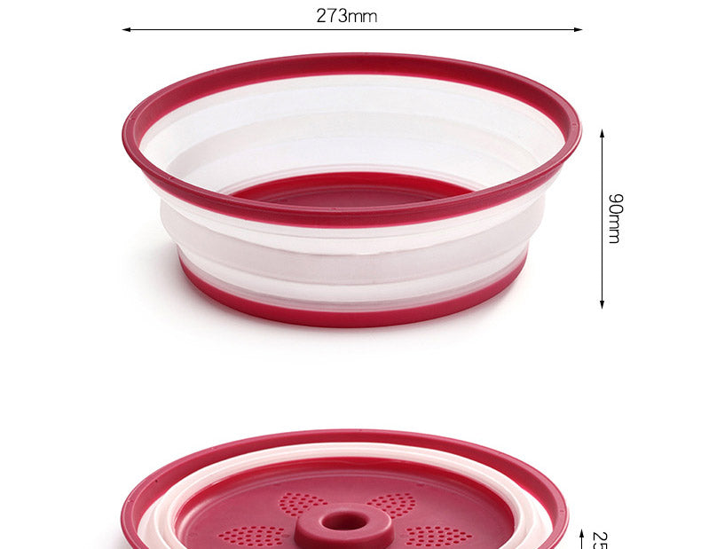 Collapsible Microwave Cover Lid Folding Plate Cover Colander Strainer Fruit Vegetables Washing Basket Plate Lid Kitchen Tools eprolo