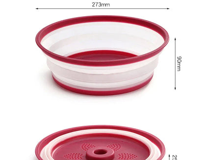 Collapsible Microwave Cover Lid Folding Plate Cover Colander Strainer Fruit Vegetables Washing Basket Plate Lid Kitchen Tools - Shello's Creative Boutique