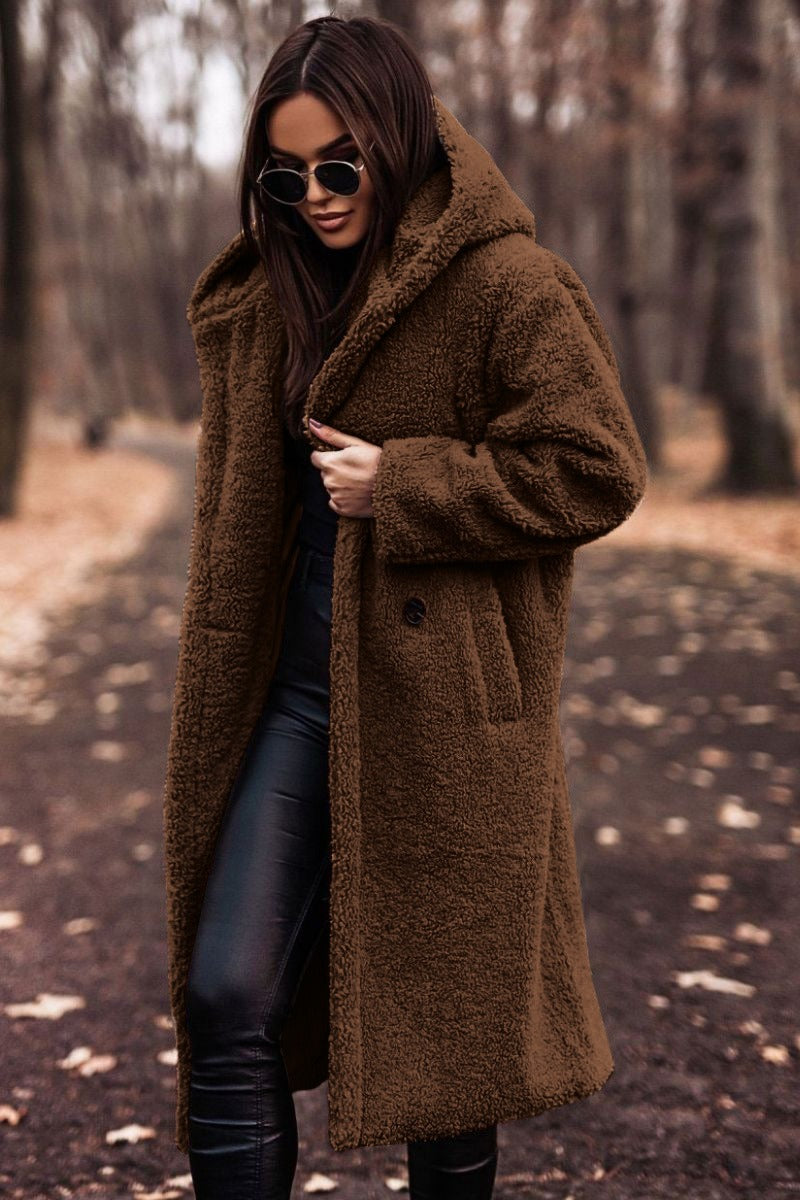 Winter Fashion Long Coat Net Color Long Sleeve Tweed Women's Jacket eprolo