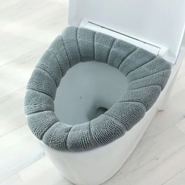30cm Round Bathroom Toilet Seat Washable Soft Pad Winter Warmer Toilet Mat Closestool Cover Cushion Stretchable Gray eprolo