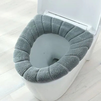 30cm Round Bathroom Toilet Seat Washable Soft Pad Winter Warmer Toilet Mat Closestool Cover Cushion Stretchable Gray eprolo