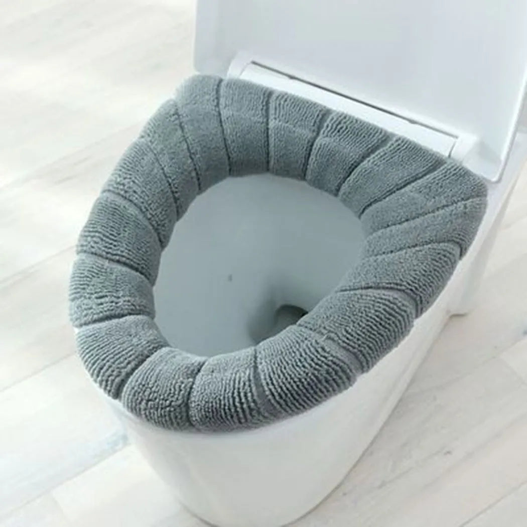 30cm Round Bathroom Toilet Seat Washable Soft Pad Winter Warmer Toilet Mat Closestool Cover Cushion Stretchable Gray eprolo