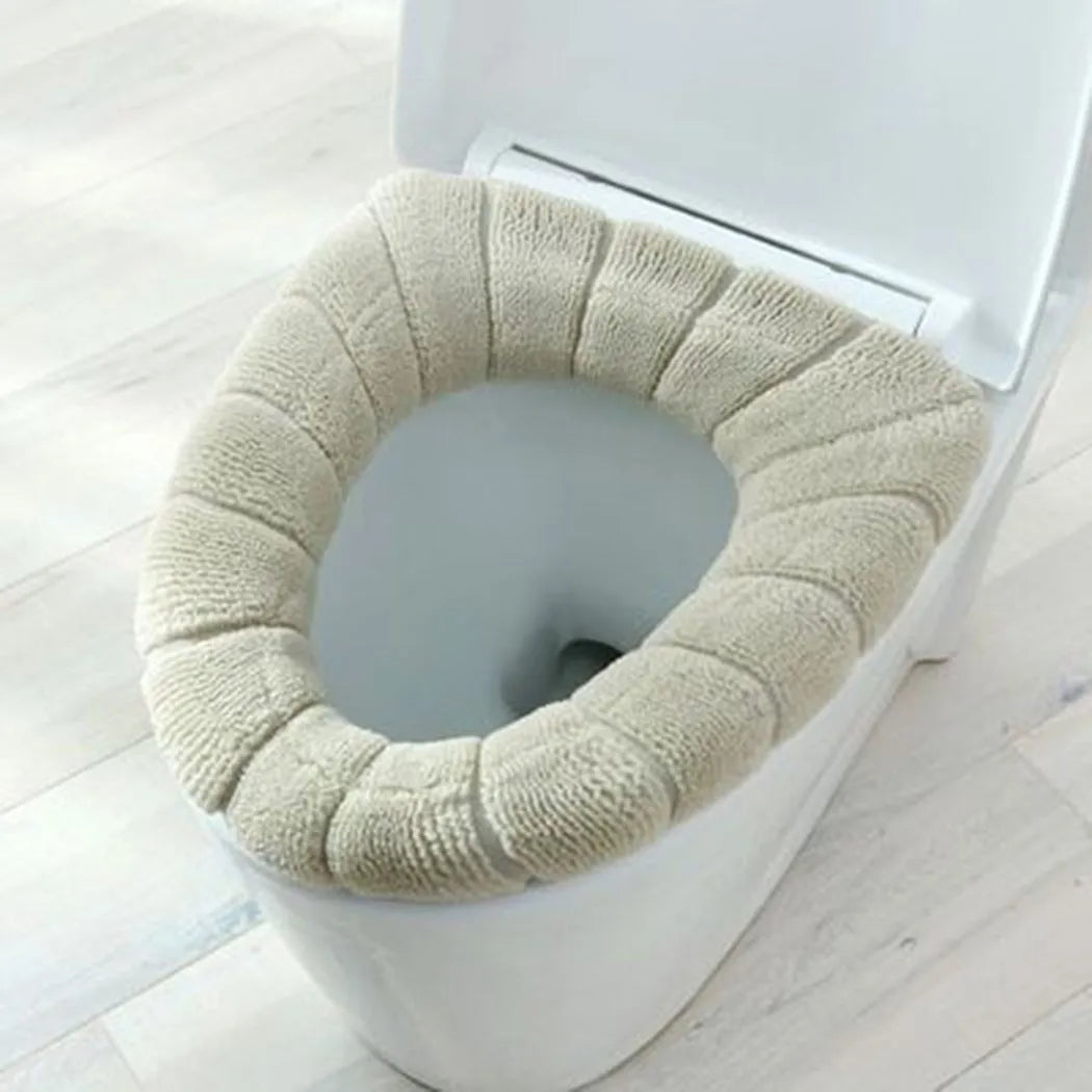 30cm Round Bathroom Toilet Seat Washable Soft Pad Winter Warmer Toilet Mat Closestool Cover Cushion Stretchable Gray eprolo