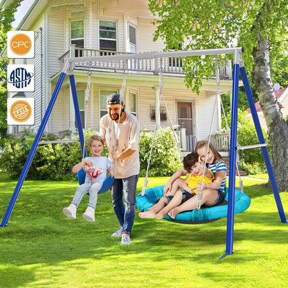 Kids Metal Swing Set for Backyard Outdoor Playground Two Functional Swing Set For Kids Outdoor Equipment - Shello's Creative Boutique