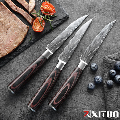 XITUO Sharp Steak Knife Set 7CR17 Stainless Steel Serrated Meat Slicing Knife Multipurpose Restaurant Cutlery Chef Knives 1-6Pcs eprolo