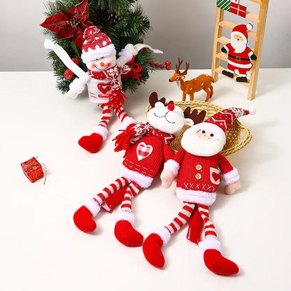 Christmas Decoration Knitted Fabric- Long Leg Santa Claus Curtain Buckle Pendant - Shello's Creative Boutique