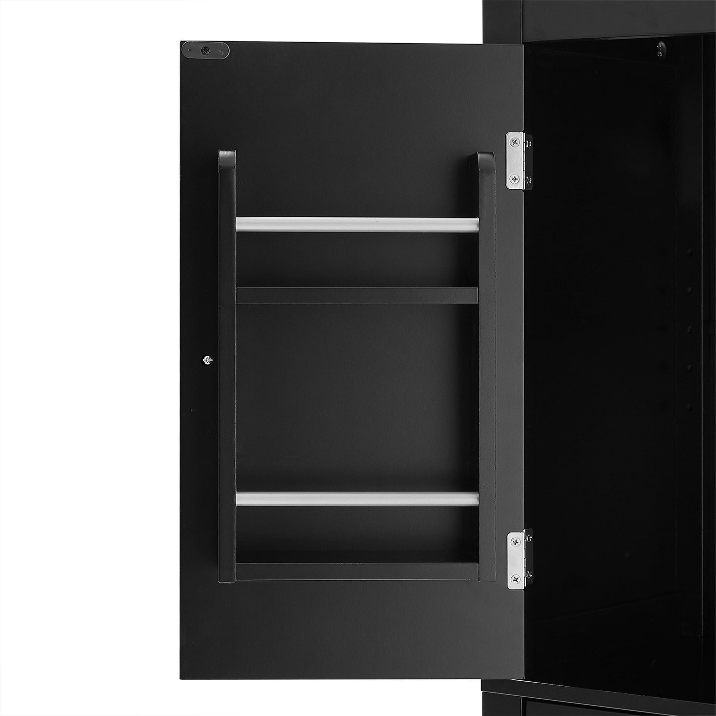 Bathroom floor storage cabinet, bathroom storage cabinet, 4-door independent cabinet, adjustable shelf, adaptive shelf, black eprolo
