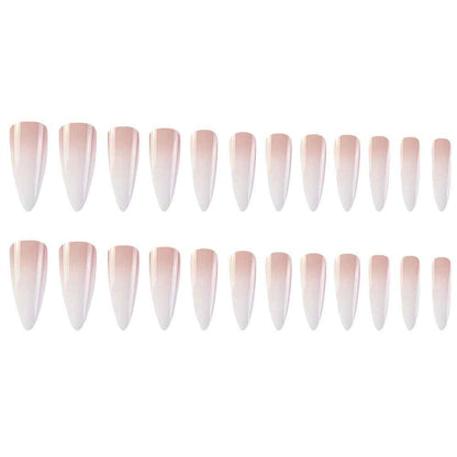 Milky white powder gradient long drop-shaped manicure, high-end fake nail patch wearable nail patch