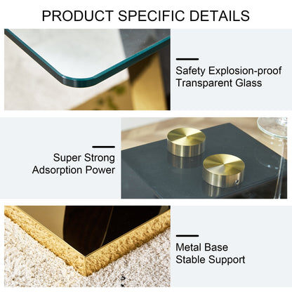 Large Modern Minimalist Rectangular Glass Dining Table for 6-8 with 0.4" Tempered Glass Tabletop and MDF slab V-Shaped Bracket eprolo