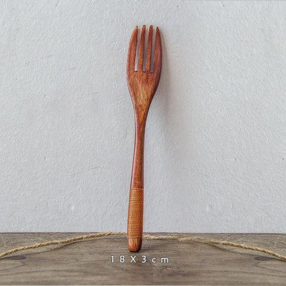 Japanese Nanmu Winding Spoon and Fork Set Wooden Coffee Stirring Spoon Wooden Spoon and Fork - Shello's Creative Boutique