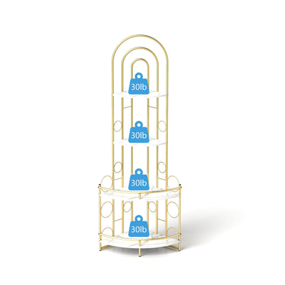 Gold 4-Tier Corner Bookshelf, Modern Style, Plant Stand with Metal Frame eprolo