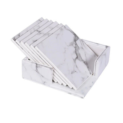 Creative PU leather coaster Exquisite insulated tea water cushion Square leather coaster - Shello's Creative Boutique