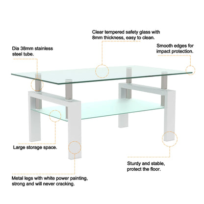 White Clear Coffee Table – Modern Elegance for Your Living Space - Shello's Creative Boutique