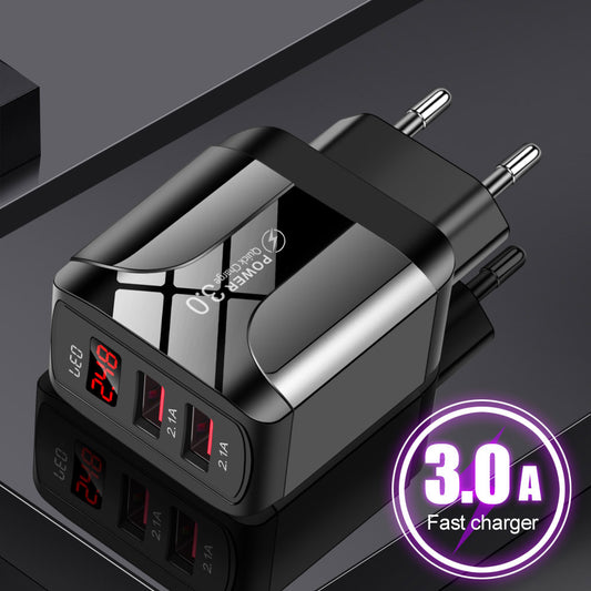 2USB smartphone charger with display, 2-port smart travel charging head that meets American, European, and British standards eprolo