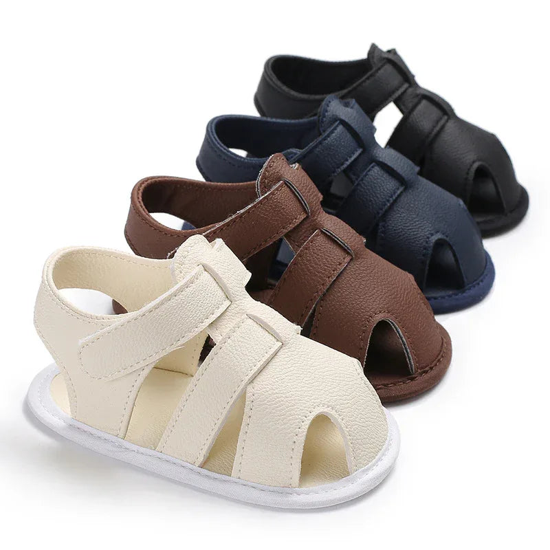 Baby Boy Summer Sandals - Soft Cotton First Walking Shoes 0-1 Year - Shello's Creative Boutique