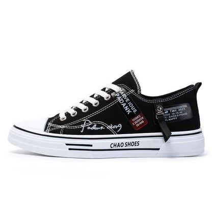 Breathable men's canvas shoes, Hong Kong style men's shoes, casual cloth shoes, trendy, lightweight, low top board shoes - Shello's Creative Boutique
