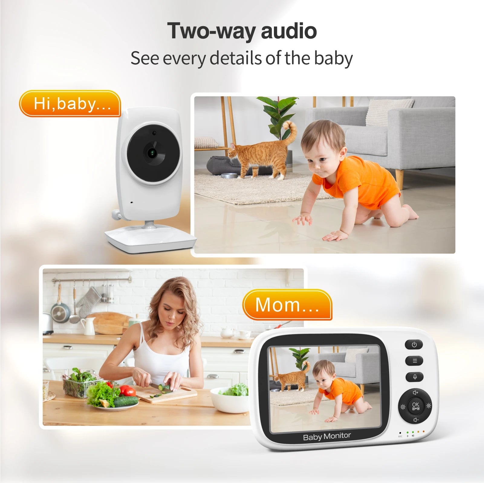 Video Baby Monitor 2.4G Wireless with 3.2 Inches LCD 2 Way Audio Talk Night Vision Surveillance Security Camera Babysitter eprolo