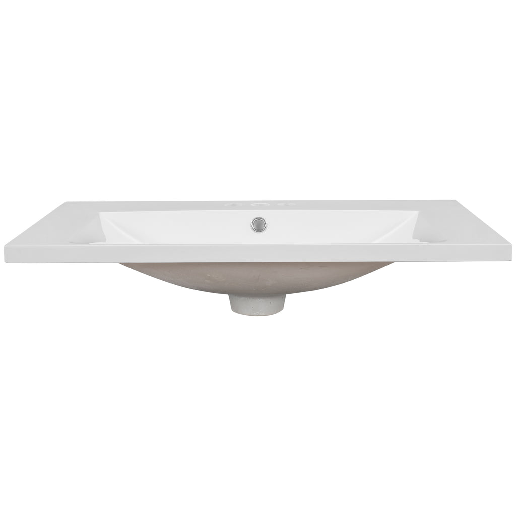 30" Single Bathroom Vanity Top with White Basin, 3-Faucet Holes, Ceramic, White eprolo