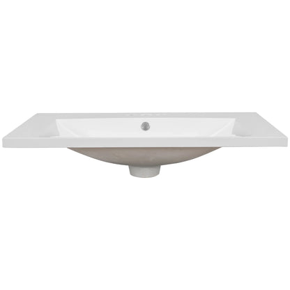 30" Single Bathroom Vanity Top with White Basin, 3-Faucet Holes, Ceramic, White - Shello's Creative Boutique