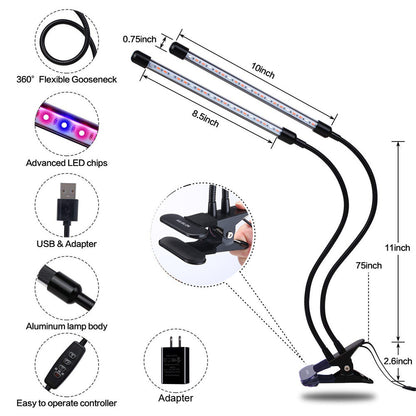 USB Dimmable Timing Plant Grow Light – Full Spectrum LED with Timer - Shello's Creative Boutique
