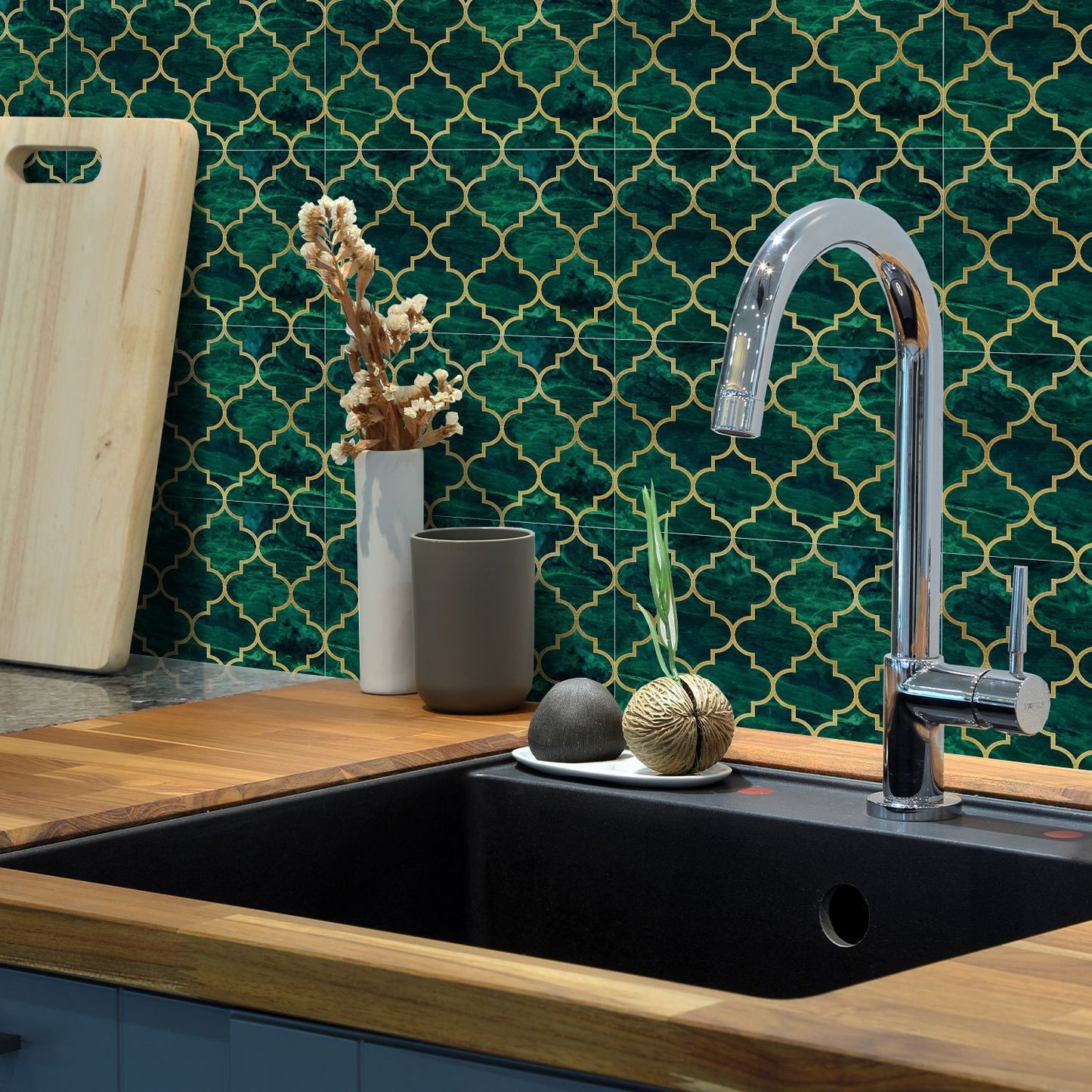 Funlife City Lights Thickened Brick Stickers Emerald Light Luxury Home Wall Decoration Stickers