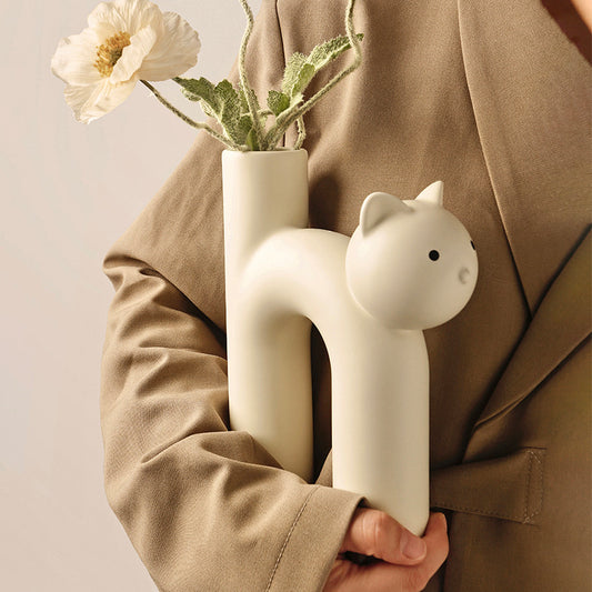 Creative Korean Christmas Cute Tubular Cat Vase Living Room Home Desktop Decoration eprolo