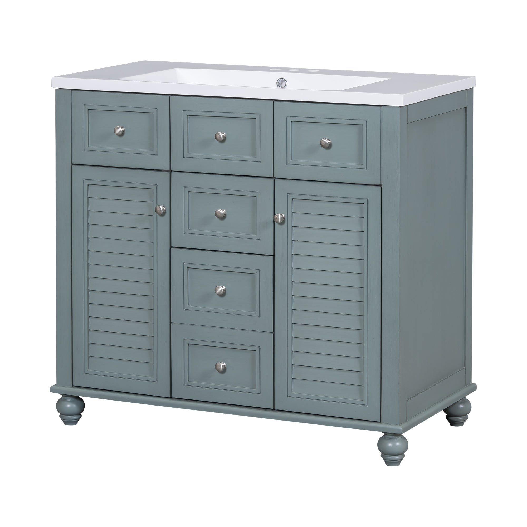 36 inch modern mirror cabinet with adjustable shelves, 2 soft closing doors, and 6 drawer storage cabinet door organizers eprolo