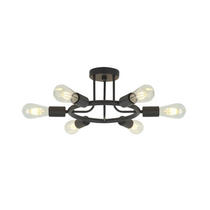 6 Light Modern Sputnik Lights Semi Flush Mount Ceiling Light Black Finished - Shello's Creative Boutique