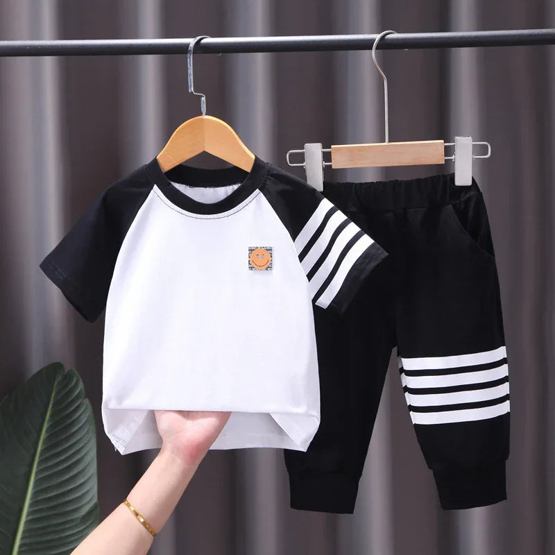 Children's Clothing Boys Summer Suits Casual Korean Version Children's Summer Baby Short Sleeve Two-Piece Suit - Shello's Creative Boutique