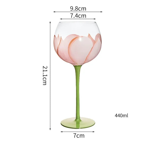 1 Piece Hand Painted Glass Goblet Cup Creative Red Wine Glasses Cup Flower Painted Stemware for Wedding Party Events eprolo