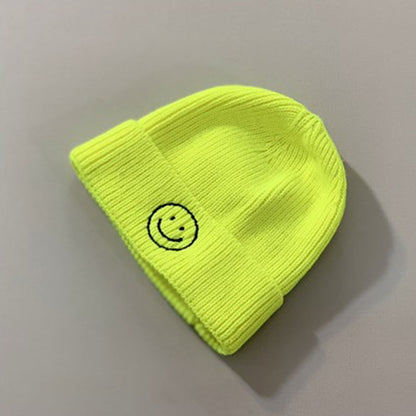 Baby Hat Solid Color Boy Girl Cartoon Smile Embroidery Winter Kids Knitted Hats Children  Warm Beanies Child Caps For Babies eprolo