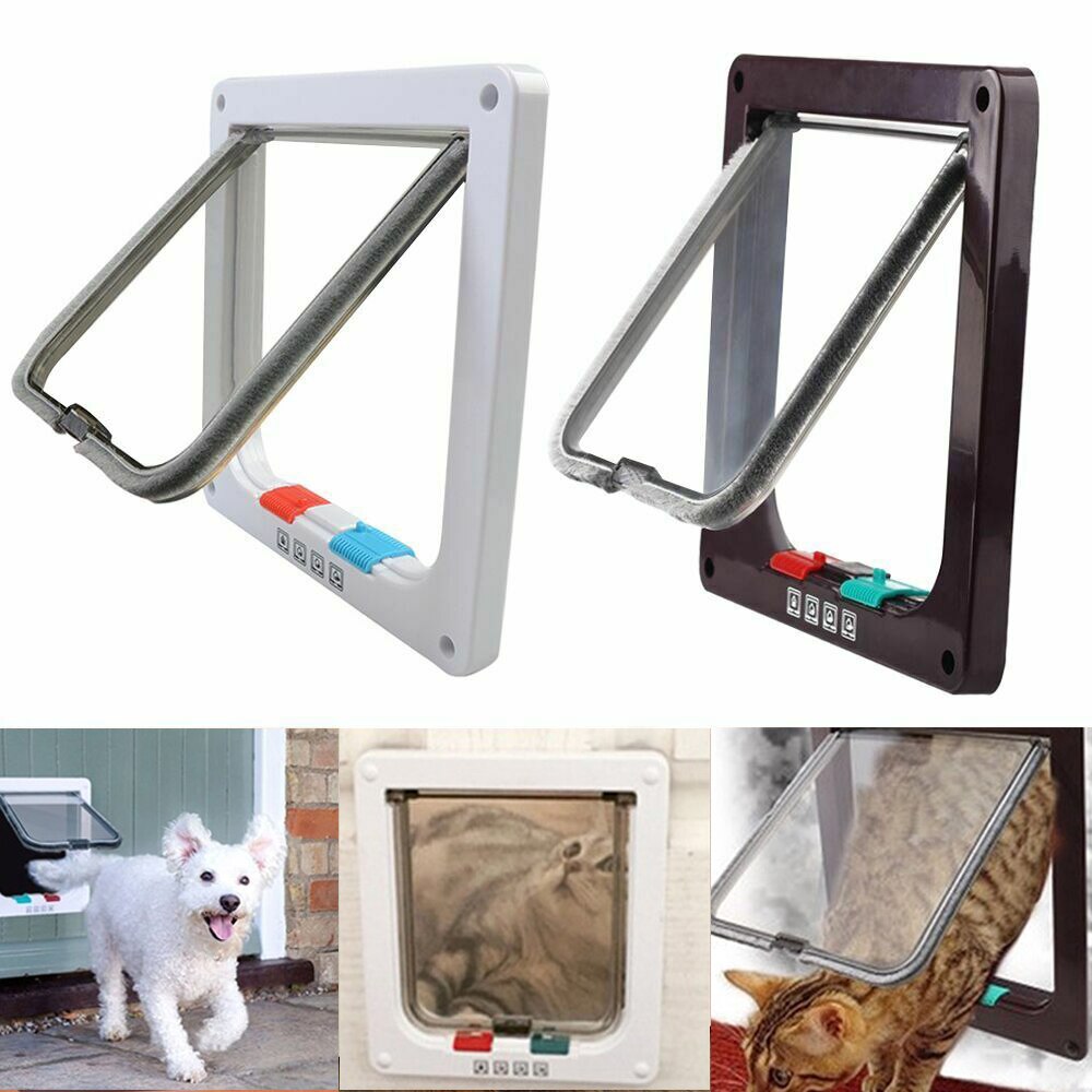 Dog Cat lock Flap Door ABS durable Puppy Pet Door 4 Way Security Lock Gate indoor use Pet Supplies eprolo
