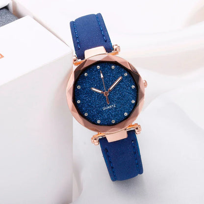 Ladies fashion Korean Rhinestone Rose Gold Quartz Watch Female Belt Watch Women's Watches Fashion Clock Watch Women Watches #A - Shello's Creative Boutique