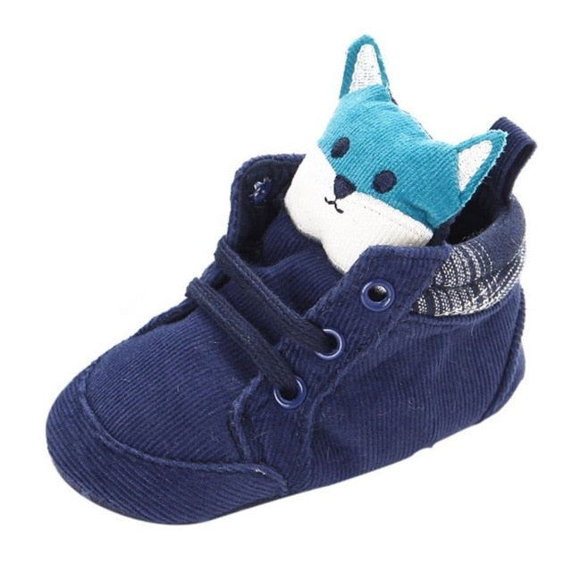 Baby Autumn Shoes Kid Boy Girl Fox Head Lace Cotton Cloth First Walker Anti-slip Soft Sole Toddler Sneaker 1 Pair eprolo