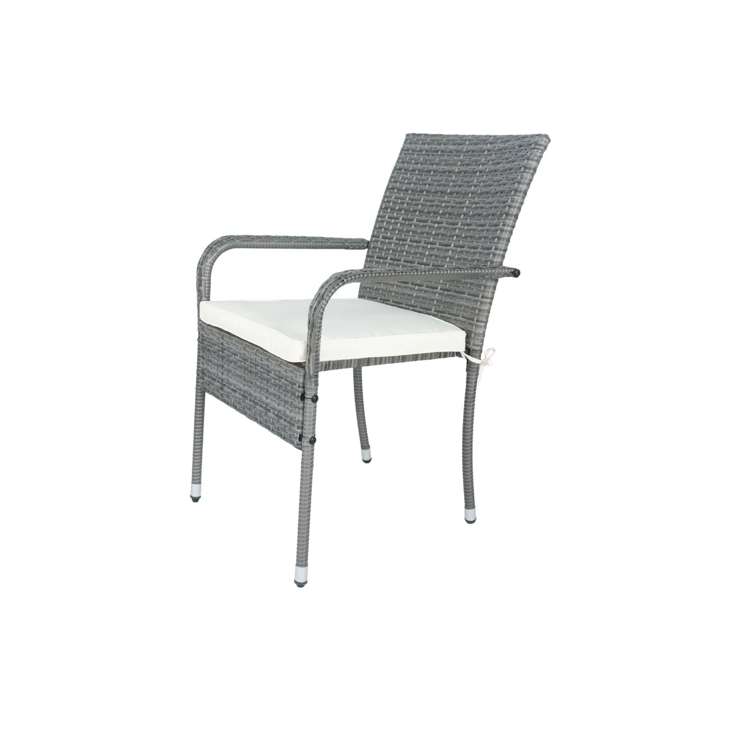 3 Piece Patio Wicker Conversation Set Grey Wicker + white Cushion - Shello's Creative Boutique