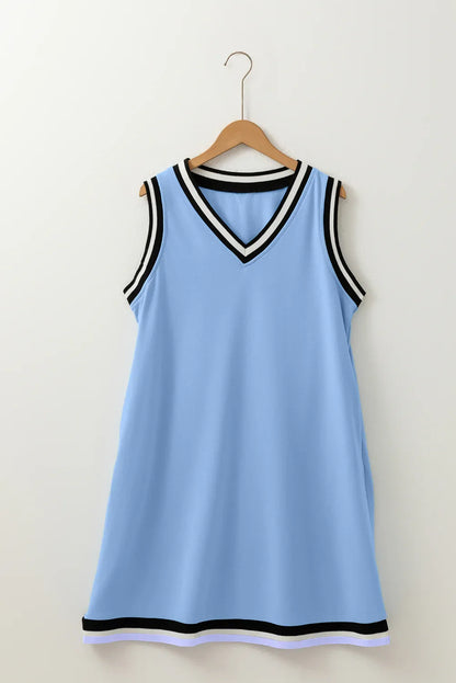 Myosotis Contrast Trim V Neck Sleeveless Mini Dress - Effortless Elegance with a Modern Twist! - Shello's Creative Boutique