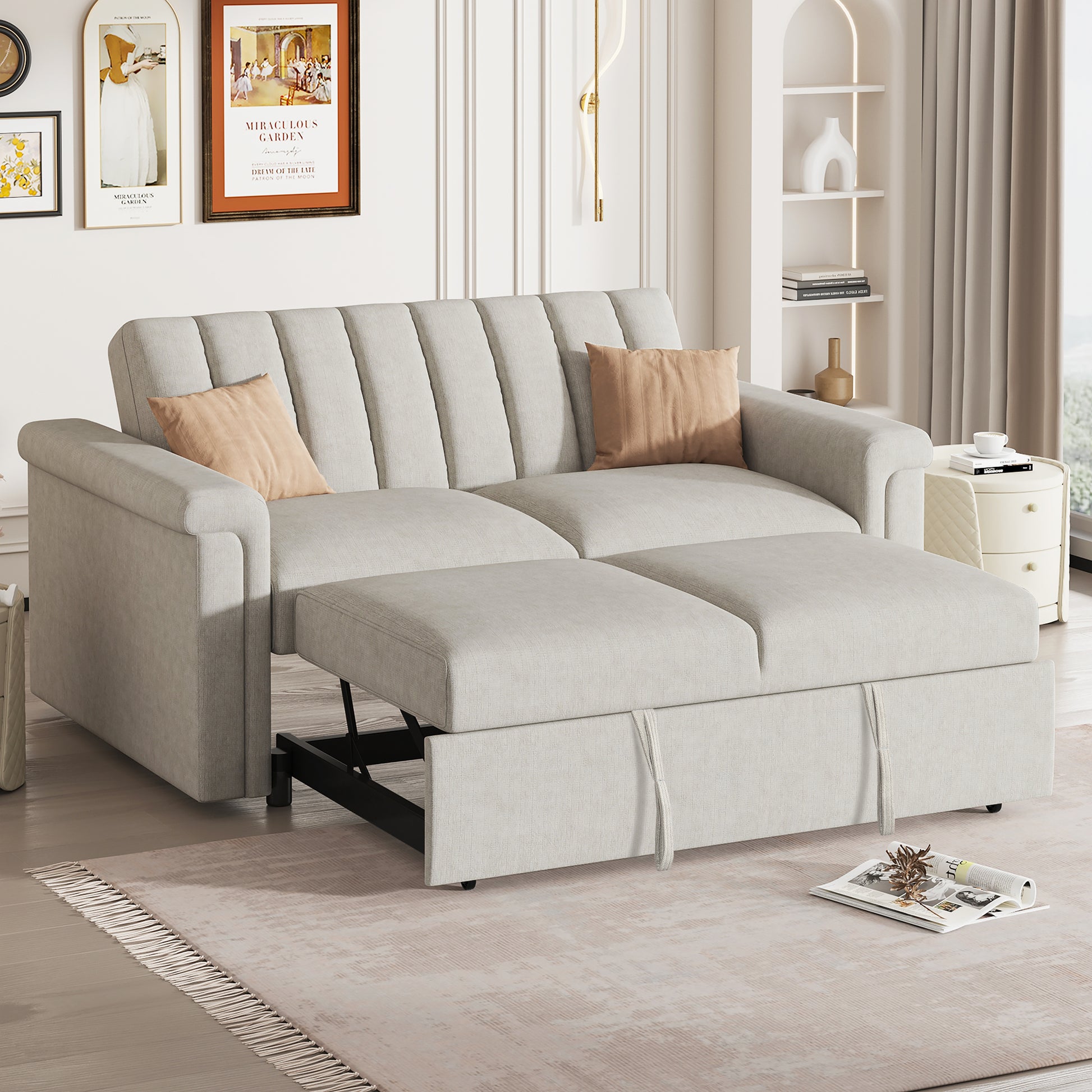 U_STYLE Convertible Soft Cushion Sofa Pull Bed ,for Two People to Sit On eprolo