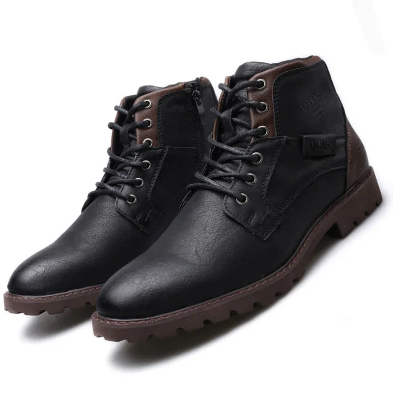 Men Shoes Autumn Winter Boots Retro Style Ankle Boots Lace Up Casual Boots High-top Shoes For Men Wear-resistant Zapatos Boots - Shello's Creative Boutique