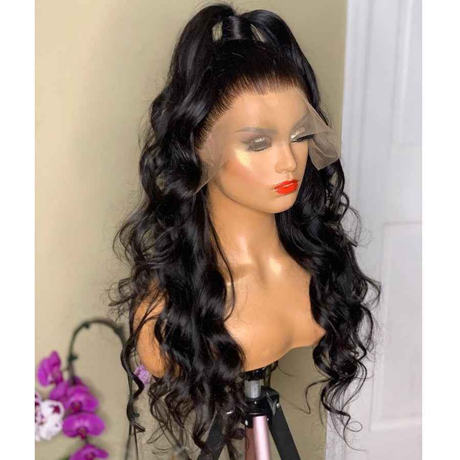 Synthetic Natural Transition Wig Black Big Wave Front Lace Long Curly Hair Silk