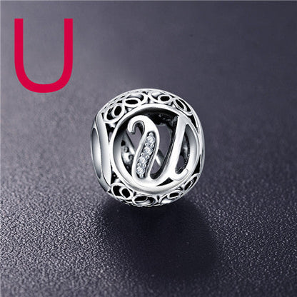 Real 925 Sterling Silver Vintage Clear Letter Bead Charms Fit Pandora Women Charm Bracelets Silver Jewelry eprolo