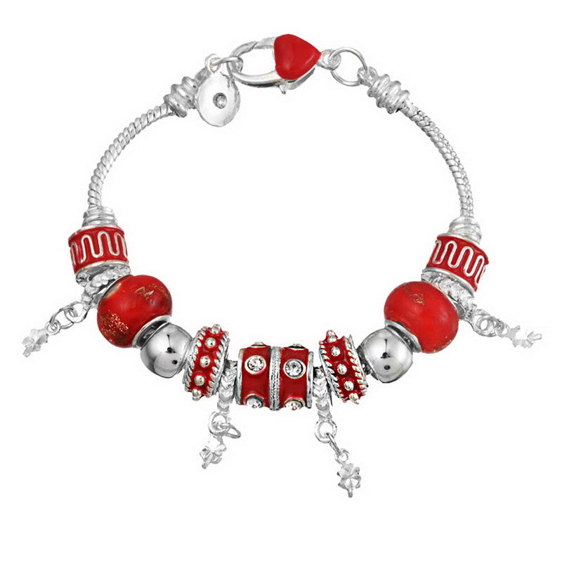 Pink Crystal Charm Silver Bracelets Bangles for Women With Murano Beads Silver Bracelet Jewelry eprolo