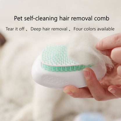 One-Click Self-Cleaning Cat Brush - Hair Removal & Massage Grooming Tool