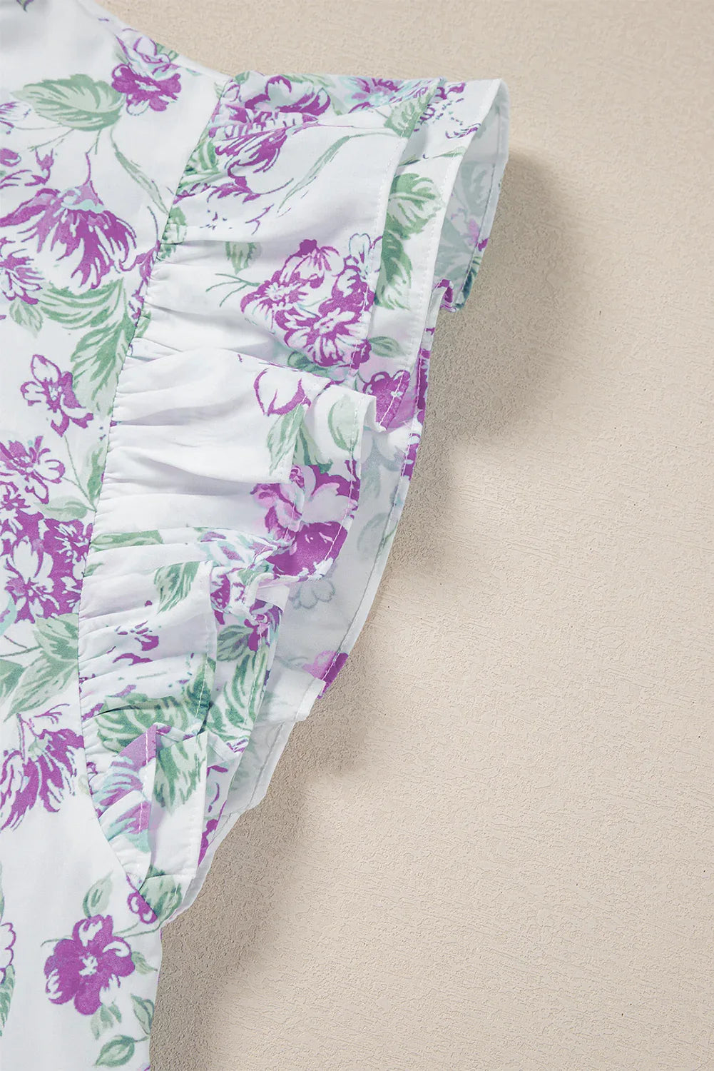 Green Floral Print Ruffle Sleeve Frill Shirt - Shello's Creative Boutique