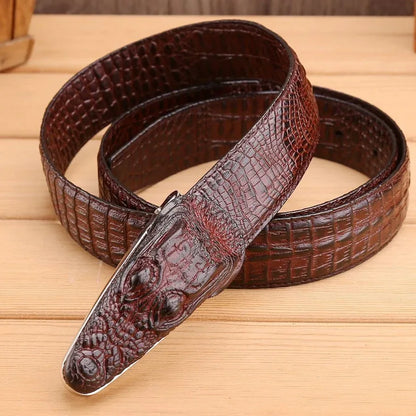 Luxury Alligator Design Cowhide Leather Crocodile Belts for Men - Shello's Creative Boutique