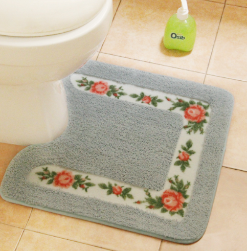  Shower Pad Mat Rug Bathroom Mats Set Coral Velvet Soft Toilet Carpet 