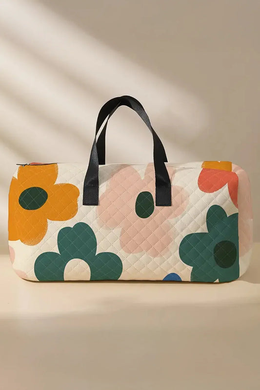 White Floral Quilted Tote Bag - Shello's Creative Boutique