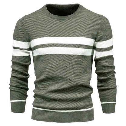 New Autumn Pullover Men's O-neck Patchwork Long Sleeve Warm Slim Sweaters Casual Fashion Sweater