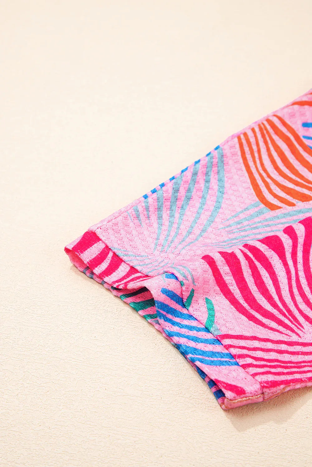 Pink Bowknot Print Waffle Loose Tee - Shello's Creative Boutique