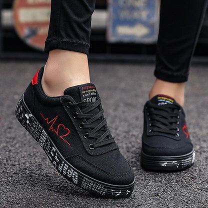 TYDZSMT Fashion Women Vulcanized Shoes Sneakers Ladies Lace-up Casual Shoes Breathable Canvas Lover Shoes Graffiti Flat - Shello's Creative Boutique
